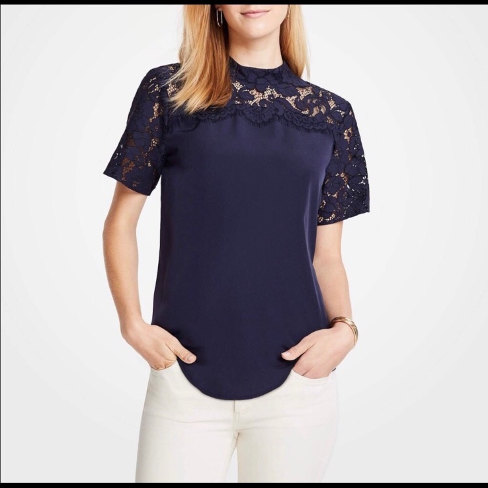 Ann Taylor Blue Lace Top (Small)